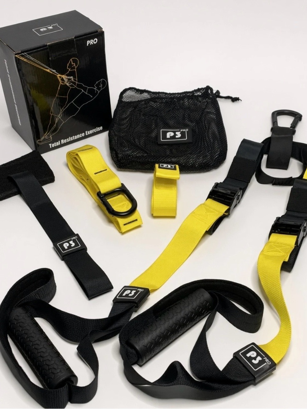 P3 Pro Adjustable Suspension Trainer Straps w/ Door Anchor, Carabiner & Bag